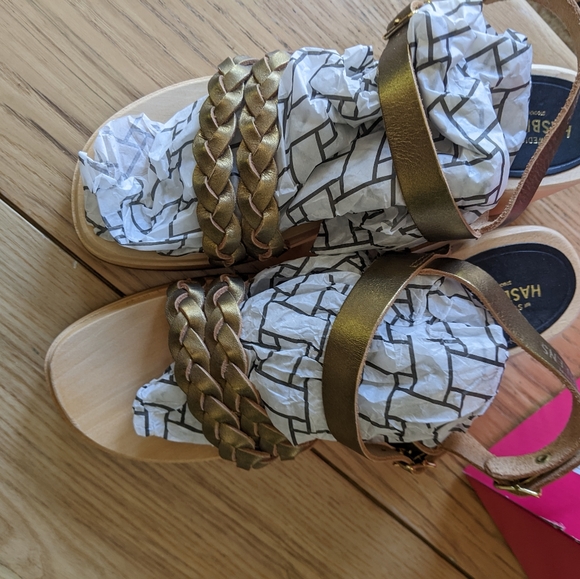 Swedish Hasbeen *never worn* Braided Sandal Wooden Clog - Picture 13 of 15